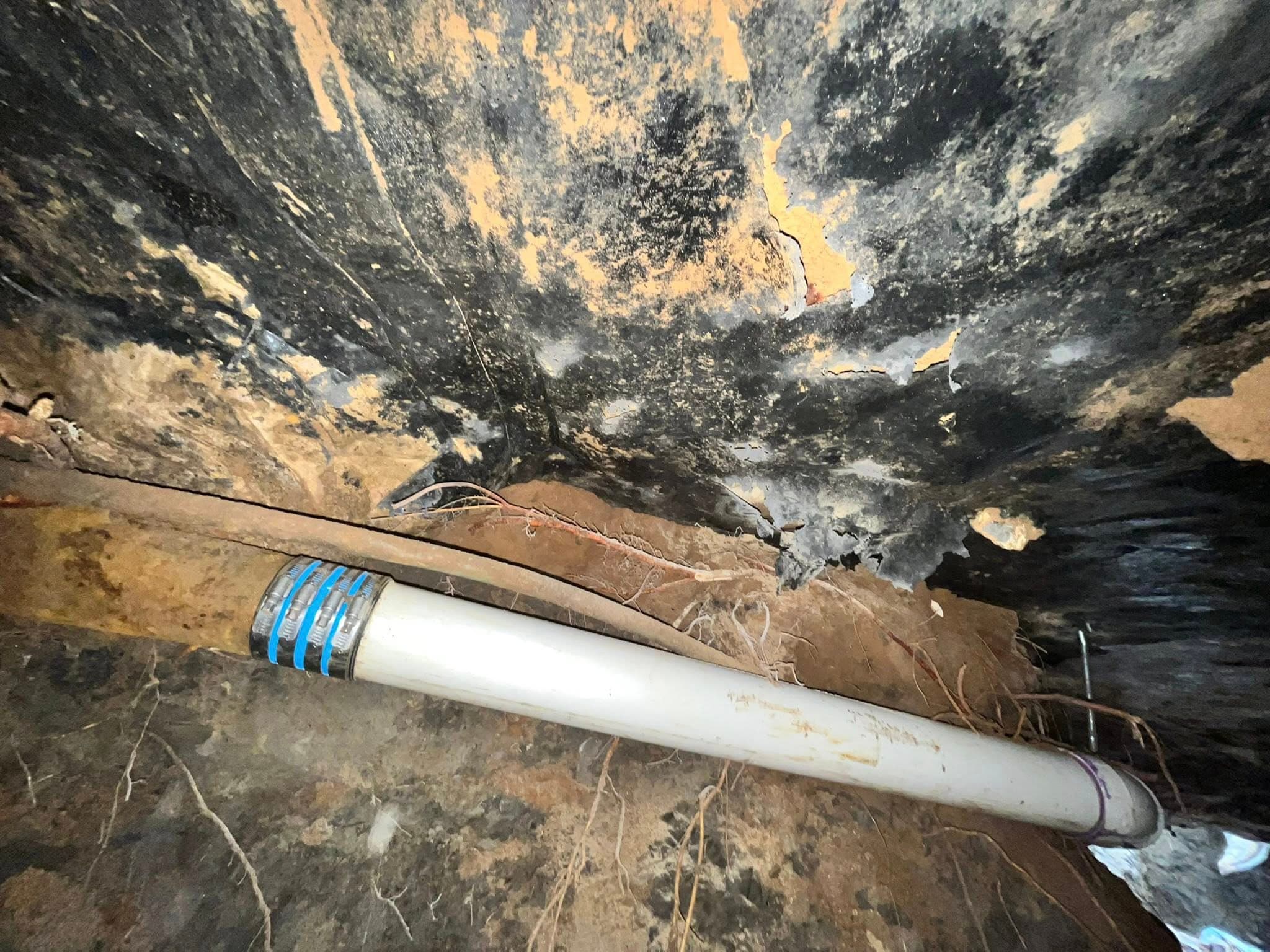 Broken Sewer Line — after replacement, new sealed system installed