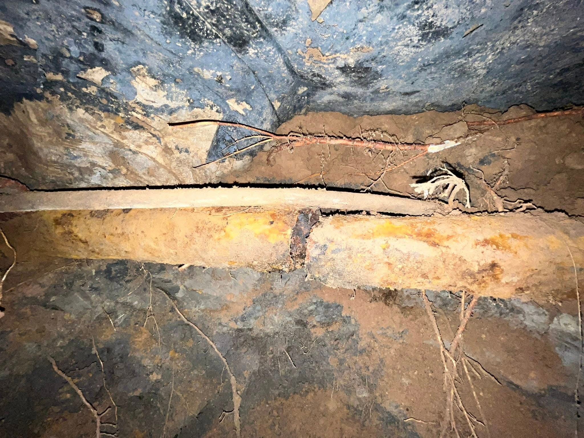 Broken Sewer Line — before condition